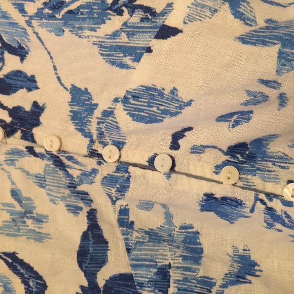 H&M linen blend puffy sleeves feminine cottage core Blue Women's Top XXL - Picture 8 of 9